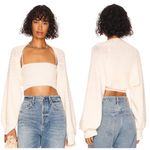 LPA Magdala Long Sleeve Cropped Rib Knit Shrug Sweater Cream Women's Size Small Photo 1