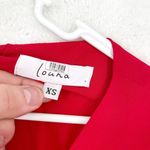 LOUNA Dress Women Size XS Midi Chiffon Red Open Black Deep V Flutter Sleeve Photo 1