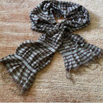 Blend Silk Unisex Brown Striped Scarf 66x8 Brown Photo 0