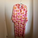 American Vintage Vintage Lejaby Saks Fifth Avenue Retro Floral Silk Kaftan Dress Sz Small Pink Photo 2