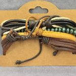 None Faux Leather Adjustable Bead String Four Leather Fashion Jewelry Bracelets Photo 1