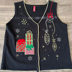 Womens Black Ugly Christmas Sweater Vest Holiday Gifts Ornaments Size 2XL Photo 0