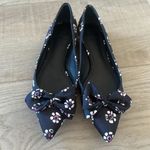 Tory Burch  Rosalind Satin Ballet Flat In Black Stamped Floral Size 8 Photo 3
