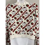 Hello Kitty Dumbgood Sanrio  Strawberries Waffle Knit Cropped Cream Cardigan L Photo 5