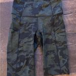 Lululemon  Dark Green Camo High-Rise Biker Shorts | Size 4 Photo 0