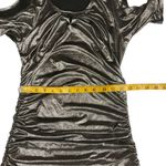 Y2K Women's Metallic Silver Cold Shoulder Blouse Top Ruched Stretch Size M Party Size M Photo 6