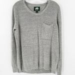 Roots  Gray Cotton Crew Neck Long Sleeve Pullover Knit Sweater Size Medium Photo 0