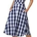 Adelyn Rae Off-Shoulder Gingham Plaid Dress Cutout Back A-Line Size Medium NWT Photo 0