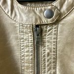 Sebby Vegan Leather Moto Jacket Tan Zippers NICE Photo 3