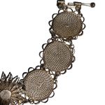Antique Solid Italian Silver Detailed Floral Filigree Panel Bracelet Silver Photo 5