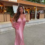 ZARA  gathered Elegant Pink Maxi Dress flowy evening party cocktail wedding dress Photo 3