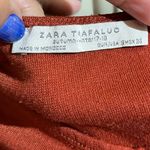 Zara Trafaluc Rust Bodycon Midi Dress Sz S | 3/4 Sleeve Ruched Neckline Red Photo 3