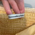 Abercrombie & Fitch The A&F Yellow White Stripe Emerson Linen Blend Off-The-Shoulder Midi Dress SM Photo 3