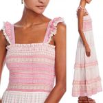 NEW NWT Bell Christine Pink Hearts Tiered Maxi Dress‎ XL MSRP $408 Cotton Silk Photo 2
