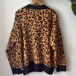 POL  Oversized Leopard Black Brown Thick Heavyweight Button Front Drop Cardigan Photo 7