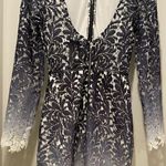 "Lilac Shade" Navy Blue Ombre Crochet Lace Overlay Backless Bodycon Fitted Dress Photo 7