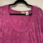 Bold Spirit Size XL Pink Semi Sheer Rose Floral Short Sleeve Pullover Hoodie Top Photo 1