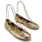 Sam Edelman Felicia Gold Glitter Ballet Slipper Flats Preppy Classic Size 7.5 Photo 0