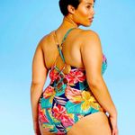 Kona Sol  Floral Hibiscus One Piece Swimsuit Size 20W Bikini Strappy Ruched Photo 2