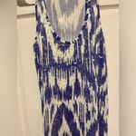 J.Crew Size XS ikat white & cobalt blue tank with sequins Photo 2