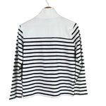 J.Crew Mockneck Button Shoulder Nautical Navy Stripe Cotton Sweater in White, XS Photo 9
