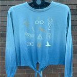 Harry Potter Long Sleeve Cropped Top Front Tie Gradient Blue Shirt Size Large Photo 3