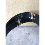 Cache  Black Suede Leather Gold METAL Hardware Rhinestones 1 1/4" Wide Belt Photo 4