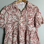 Urban Outfitters UO Little Lies Linen Zebra Print Mini Shirt Dress Women's Small Red Photo 3