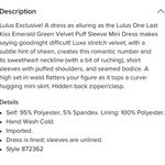 Lulus One Last Kiss Velvet Puff Sleeve Mini Dress Photo 5
