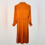 Brochu Walker  Madsen Turmeric Copper Brown Orange Satin Front Tie Midi Dress Photo 3