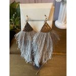 Antique gold and silver gray threaded tassel earrings Silver Photo 3