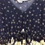 Siren Lily  Women’s Maternity Floral Sheer Blouse V-neck Elastic Waist Large Photo 2