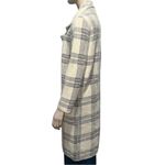 Cyrus NWT Women’s Size L Munich Plaid Cream Gray Plaid Open Front Mink Coat Photo 5