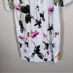 Joie  White Tropical Floral Print Linen Shift Dress Womens M Short Sleeve Mini Photo 2