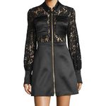 Alexis  Keira black Lace mini dress eyelet gold zipper size M satin Photo 2