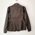 Vince Cotton & Leather Utility Jacket Olive Green/Brown Size M Photo 3