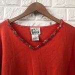 Quacker Factory  orange‎ v-neck buttons 3/4 sleeve Photo 1