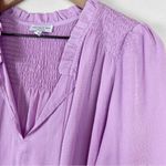 Current Air  Thalia Split Neck Smocked Lavender Pink Dot Blouse Top Size Large Photo 10