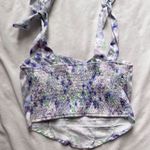 Pastel purple white green floral bustier crop tank top Photo 5