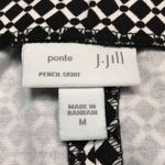 J.Jill Women’s Diamond Pattern Black White Pull On Ponte Pencil Skirt Photo 3