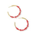 Kendra Scott NWT!  Jovie Gold Beaded Hoop Earrings in Bronze Veined Red Photo 2