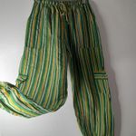 Mountain Tapir M Boho Cotton Serape Striped Cargo Jogger Style Pocketed Pants Yellow Size M Photo 4