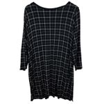 J Jill Wearever Womens Black Windowpane Tunic Top Sz L Office Career Minimalist Size L Photo 1