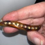 Vintage French Made Tortoise Shell With Crystal Inlay Hair Barrette Brown Photo 8