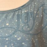 VTG Whimsical snowy forest graphic 3/4 sleeve Christmas top cute animals sequins Blue Size XL Photo 3