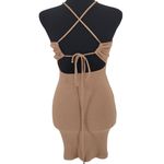 Ribbed Knit Bodycon Mini Dress‎ Summer Party Vacation Resort Cruise Strappy Sz S Tan Photo 2
