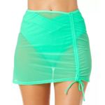 Salt & Cove Juniors Swim Cover Skirt Ruched Mesh Sheer Green S/M Photo 0