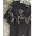TRIBAL Black Embroidered Lace Sheer‎ Stretch Short Sleeve Blouse Top Size Small Black Photo 3