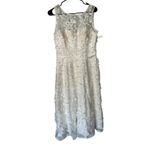 XScape Womens Lace Applique Cocktail And Party Dress in Winter White Size 8 NWT Photo 2