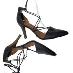 Lucky Brand  SABREENA Black Leather Lace Up Pumps Heels Size 9 M Photo 4